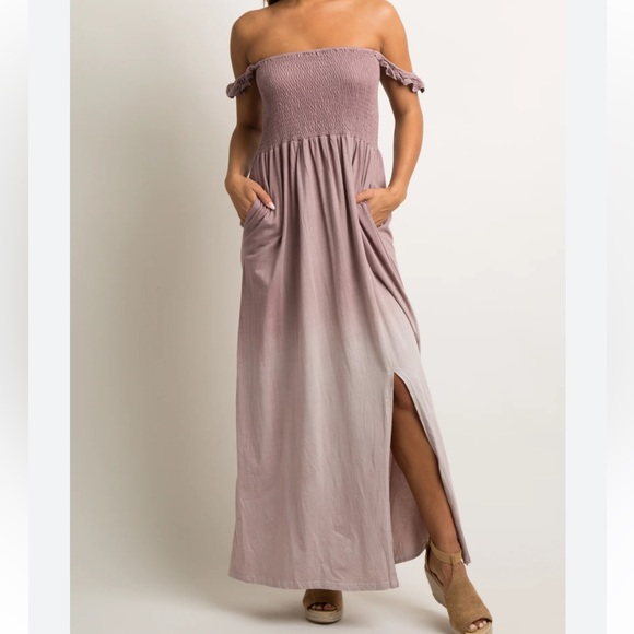 Listicle Dresses & Skirts - Mauve Smocked  Maxi Dress